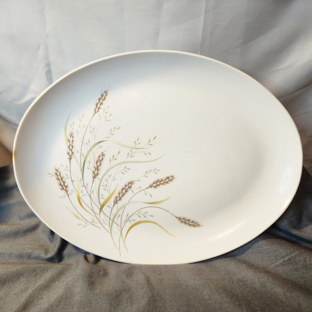 Mid-century melamine whispering wheat pattern serving platter